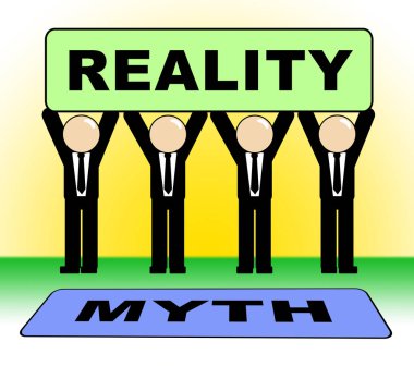 Efsane VERSUS Reality Işareti gösteren yanlış mitoloji vs gerçek hayat - 