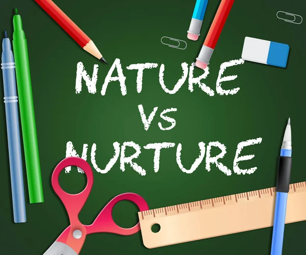 Doğa vs yetiştirme kelimeleri doğal zeka aga teorisi anlamına gelir — Stok fotoğraf