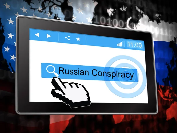 俄罗斯阴谋计划平板电脑。政客们与福合谋 — 图库照片