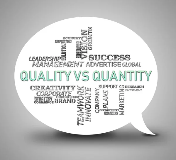 Qualität versus Quantität Wörter, die das Gleichgewicht zwischen Produkt oder s darstellen — Stockfoto
