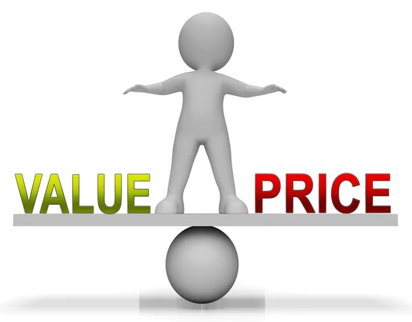 Price Vs Value Balance Comparing Cost Outlay Against Financial W — Stock Photo, Image