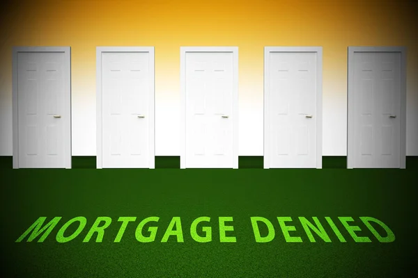 Mortgage Denied Doorway Demonstrates Property Purchase Loan Turn — Stock Photo, Image