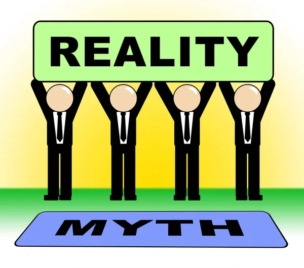 Myth Versus Reality Sign Menampilkan Mitologi palsu Vs Real Life  - — Stok Foto