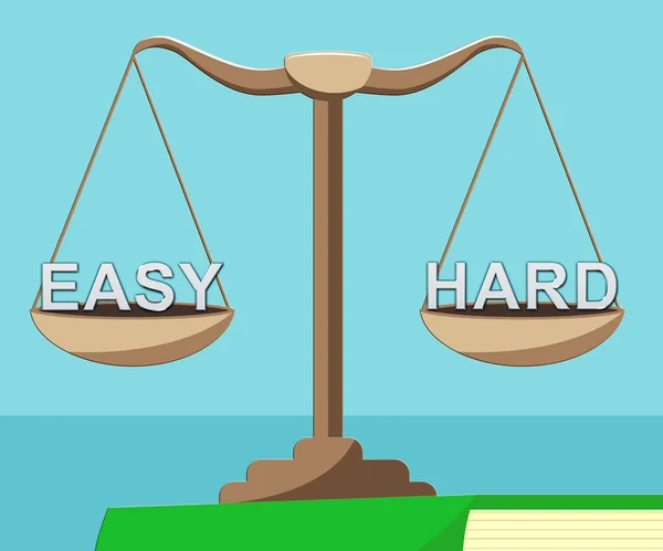 Easy Vs Hard Balance Portrays Choice Of Simple or Disfficult Way — Stok Foto