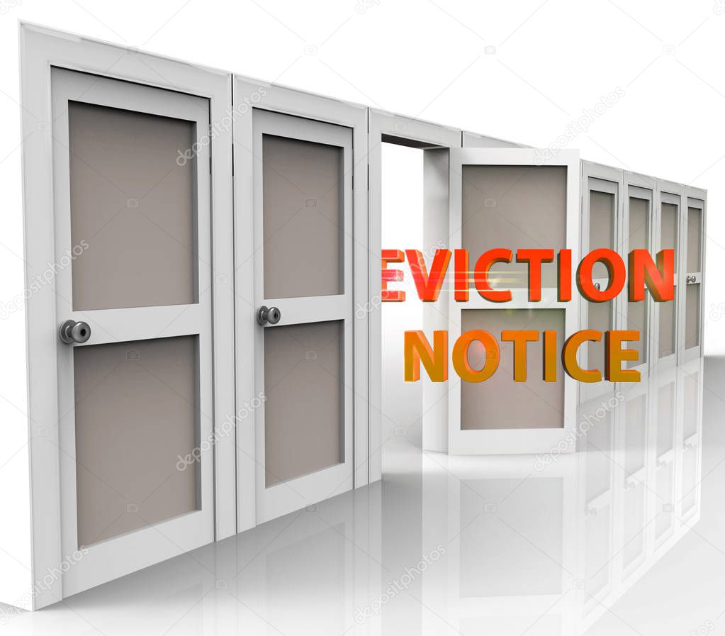 Eviction Notice Doorway Illustrates Losing House Due To Bankrupt