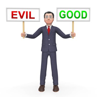İyi vs Evil Işareti ahlaki dürüstlük ve şapka arasındaki farkı gösterir