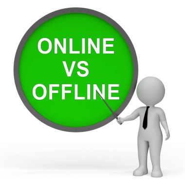 Online vs çevrimdışı Işareti Internet sörf tasvir karşı baskı M