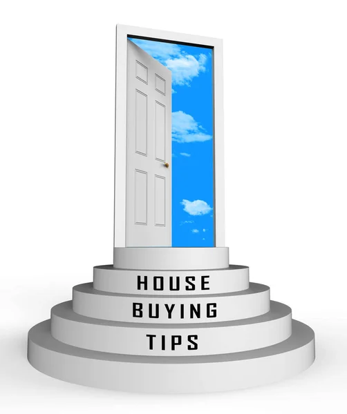 House Buying Advice Tips Doorway Portrays Hints On Purchasing Pr — Stock Photo, Image