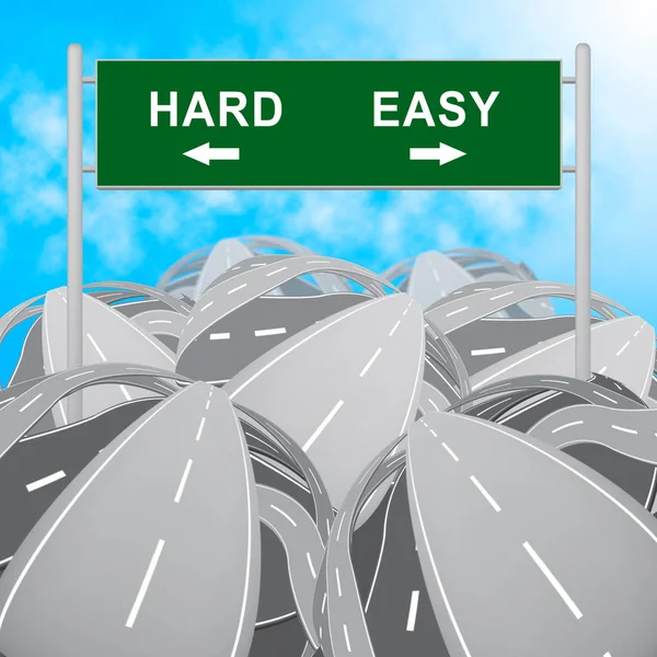 Hard Vs Easy Sign Representa un Problema Difícil de Elección Difícil Versus —  Fotos de Stock