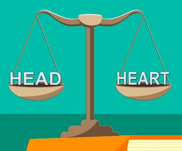 Head Vs Heart Balance Portrays Emotion Concept Against Logical T — Stock Photo, Image