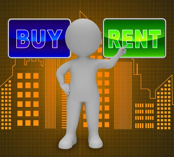 Alquiler Vs Comprar Signos Comparación de casa o apartamento de alquiler y compra — Foto de Stock