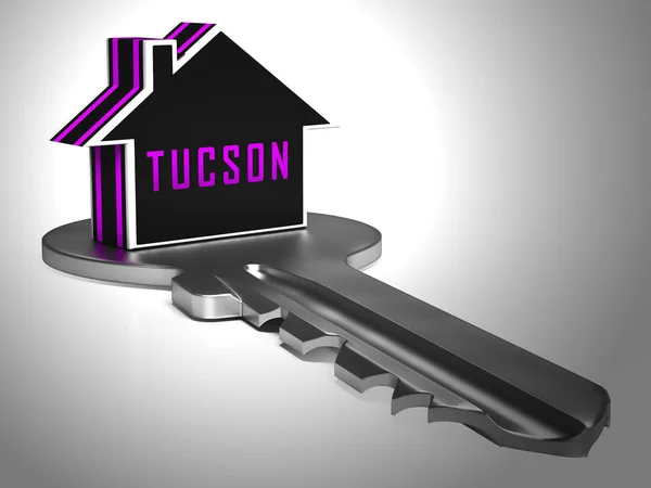 Tucson domy klucz przedstawia nieruchomości inwestycje w Arizonie-3D — Zdjęcie stockowe