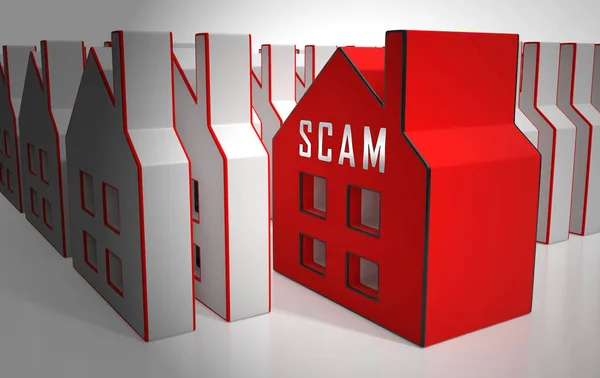 Property Scam Hoax Icon Depicting Mortgage Or Real Estate Fraud — Stock Photo, Image