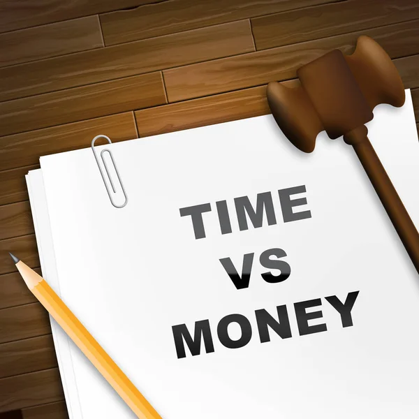 Tiempo versus informe de dinero en contraste ganancias con gastos - 3d — Foto de Stock