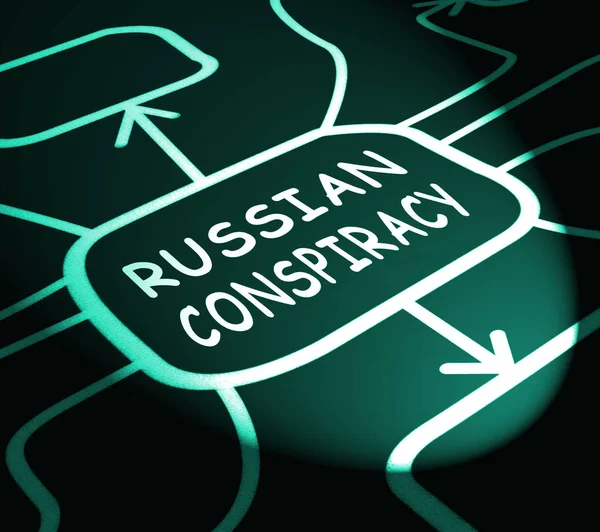 Diseño del esquema de conspiración ruso. Políticos conspirando con Fo —  Fotos de Stock