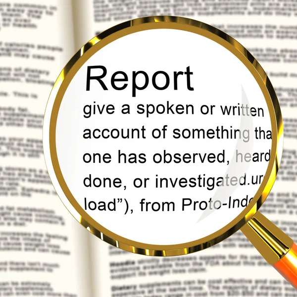 Definição do relatório de impacto mostra um resumo ou escrita de evidência — Fotografia de Stock