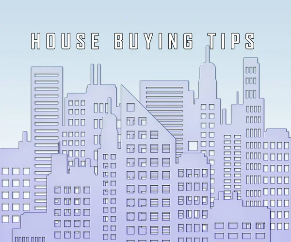 House Buying Advice Tips City Portrays Hints On Purchasing Prope — Stock Photo, Image