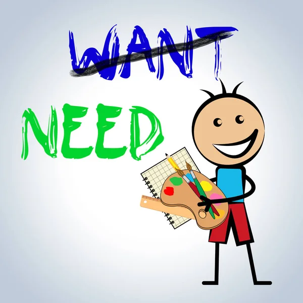 Want Vs Need Priorities Words Depicting Importance Of Necessitie — Stock Photo, Image