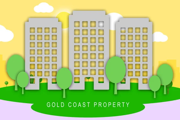 Gold Coast Property widok na miasto przedstawia Surfers Paradise Real ESTA — Zdjęcie stockowe