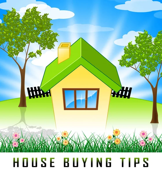 House Buying Tips Countryside Depicts Assistance Purchasing Resi — Stock Photo, Image