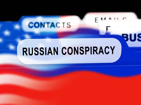 Russian Conspiracy Scheme Folder. Politicians Conspiring With Fo — Stock Photo, Image