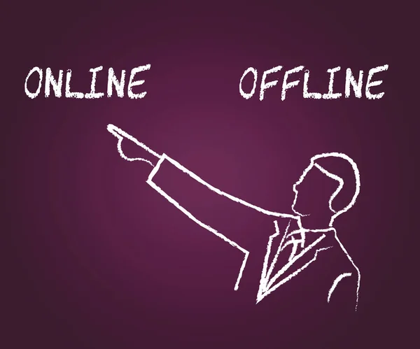 Online vs offline szavak ábrázoló Internet szörfözés versus Print — Stock Fotó