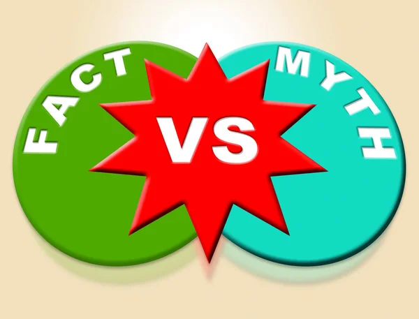 Fakt vs mit słowa opisuje prawdziwości rzeczywistość versus oszustwa-3D — Zdjęcie stockowe