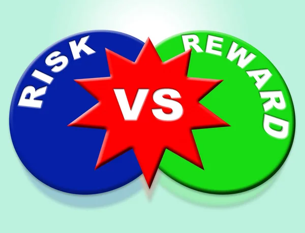Risk Vs Reward Strategy Words Depicts The Hazards In Obtaining S — Stock Photo, Image
