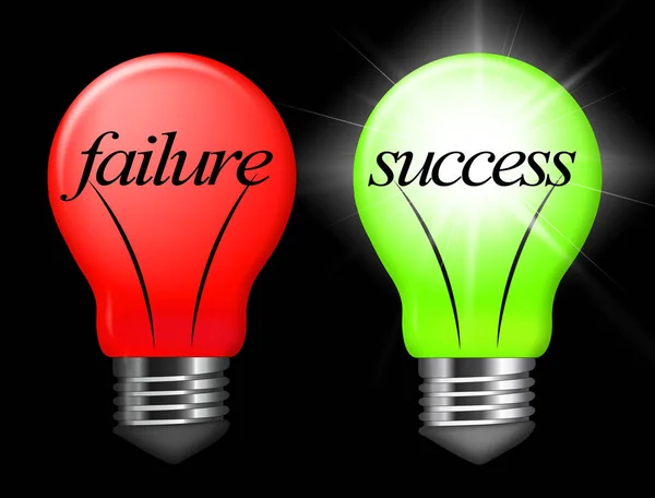 Úspěch vs neúspěch koncepce Light znázorňuje úspěch versus prob — Stock fotografie