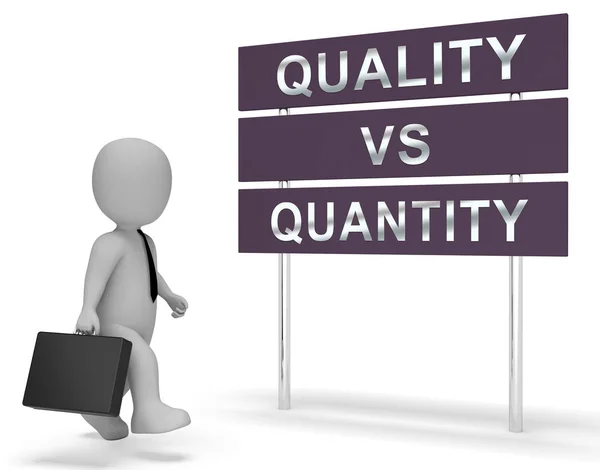 Quality Vs Quantity Signpost Depicting Balance Between Product O — Stock Photo, Image