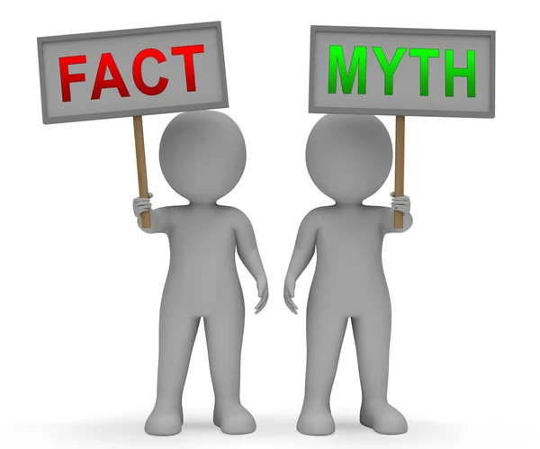 Fact Vs Myth Signs Describes Truthful Reality Versus Deceit - 3d — Stock Photo, Image