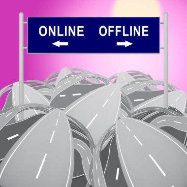 Online vs çevrimdışı Işareti Internet sörf tasvir karşı baskı M