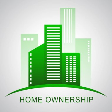 Homeownership City bir ev veya gayrimenkul sahibi gösterir-3D Illu