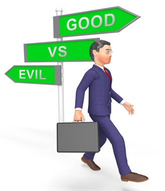 İyi vs Evil Işareti ahlaki dürüstlük ve şapka arasındaki farkı gösterir