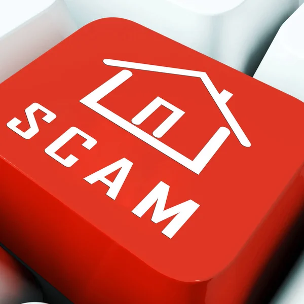 Mülkiyet Scam dolandırıcı anahtar tasvir mortgage veya gayrimenkul dolandırıcılık - — Stok fotoğraf