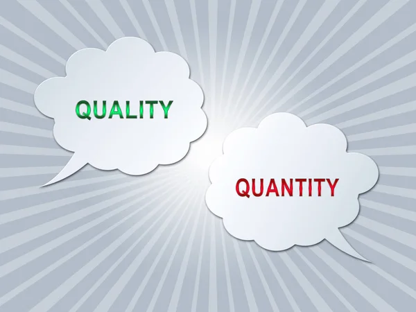 Qualität versus Quantität Wörter, die das Gleichgewicht zwischen Produkt oder s darstellen — Stockfoto