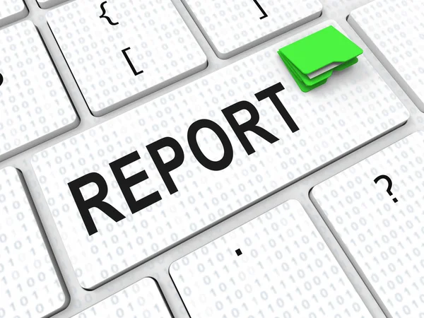 Wirkungsbericht Schlüssel zeigt eine Zusammenfassung oder das Schreiben von Beweisen und res — Stockfoto