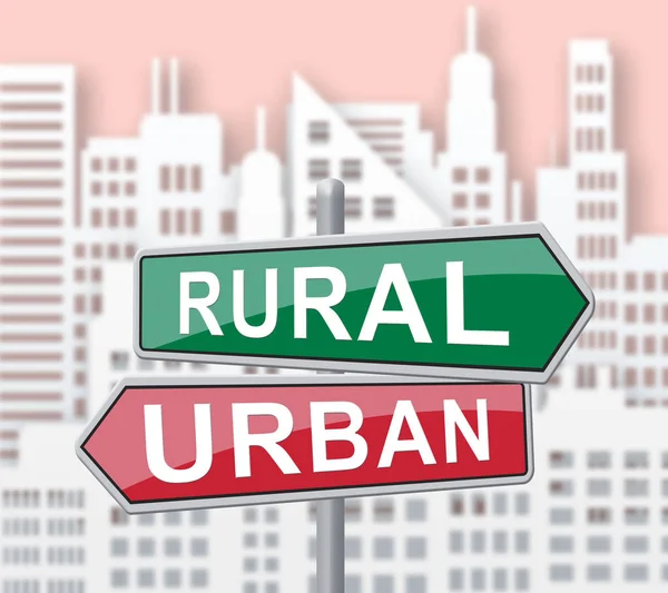 Rural Vs Urban Lifestyle Sign Compares Suburban And Rural Homes