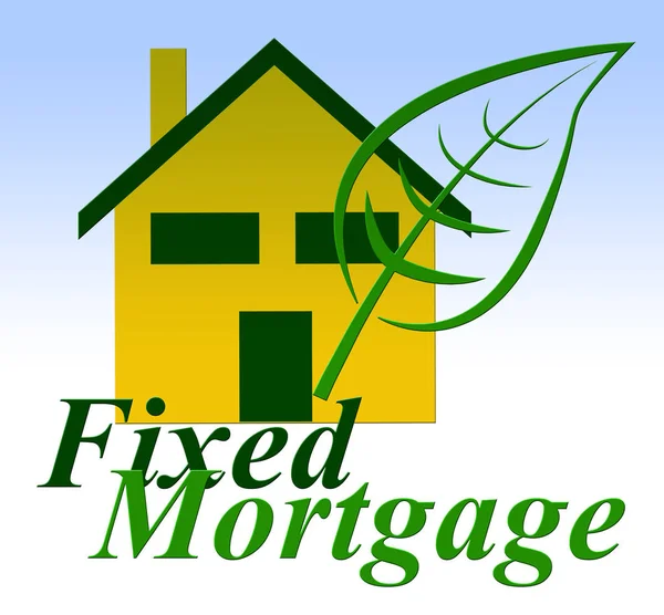 Ícone de hipoteca de taxa fixa representa casa ou empréstimo de propriedade com pagamento — Fotografia de Stock