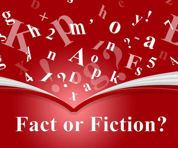 Fakt vs fiction słowa reprezentuje autentyczność versus Rumor i D — Zdjęcie stockowe