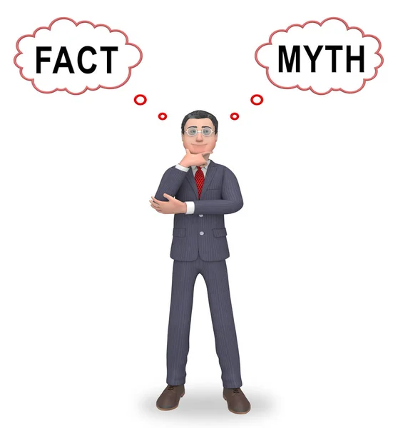 Faktum gegen Mythos Denken beschreibt wahrhaftige Realität versus Täuschung - — Stockfoto