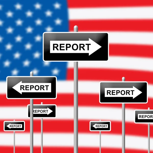 Impact Report Flag Shows A Summary Or Writing Of Evidence And Re — Stock Photo, Image