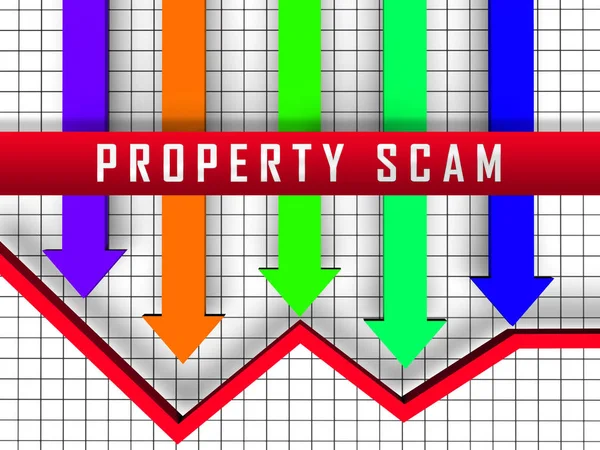 Propiedad estafa engaño flechas que representan hipoteca o bienes raíces Frau —  Fotos de Stock