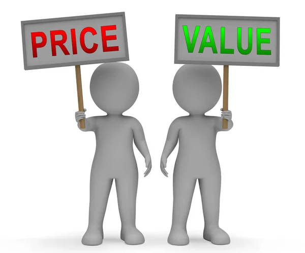 Prijs versus value Signs vergelijken van kosten inbreng tegen financiële wor — Stockfoto