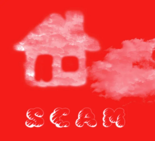 Property Scam Hoax Cloud Depicting Mortgage Or Real Estate Fraud — Stock Photo, Image