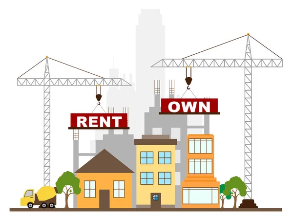 Hyra vs egna byggnader kontrasterande fastighets köp och leasing — Stockfoto