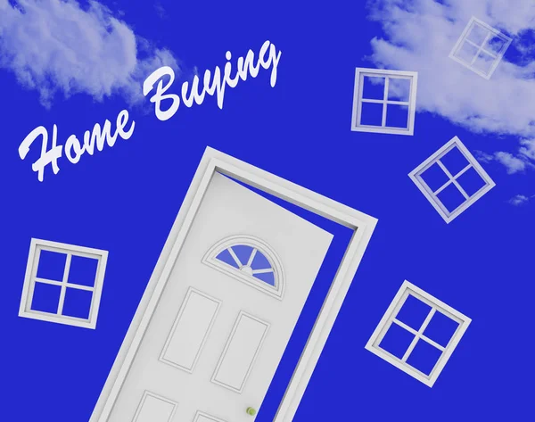 Home Buying Guide Door Menggambarkan Evaluasi Membeli Real Estate — Stok Foto