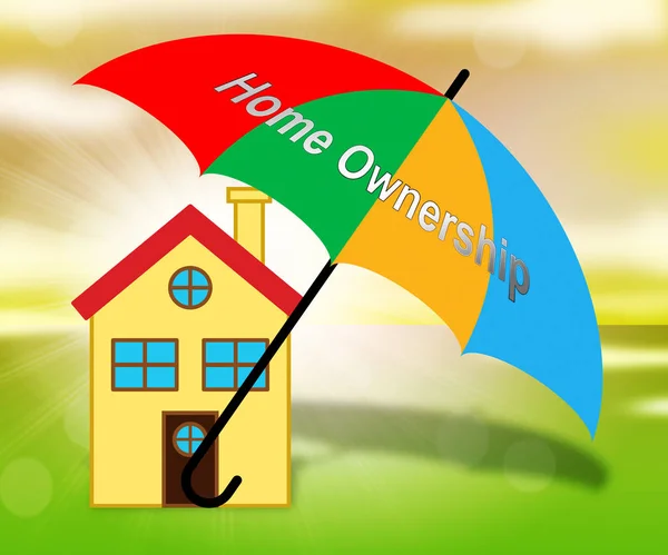 Homeownership Icon Shows Owning A House Or Real Estate - 3d Illu — Stock Photo, Image