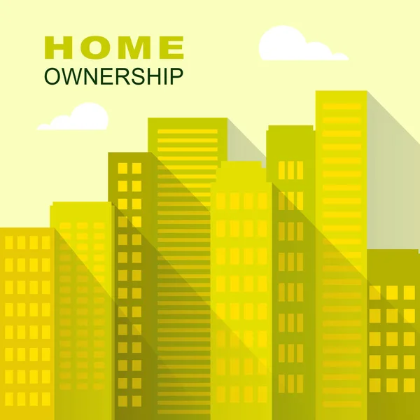 Homeownership πόλη δείχνει την κατοχή ενός σπιτιού ή ακινήτων-3D Illu — Φωτογραφία Αρχείου