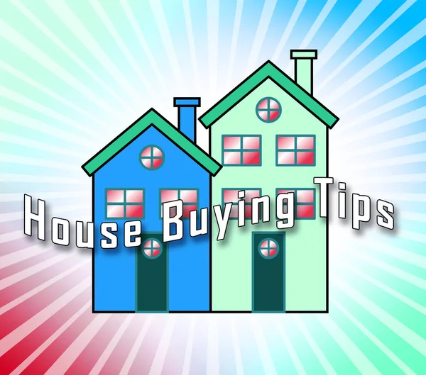 House Buying Tips Icon Depicts Assistance Purchasing Residential — Stock Photo, Image